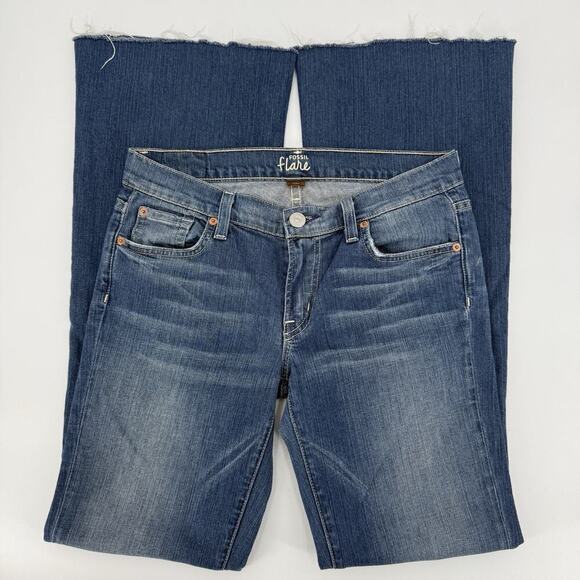 VTG Y2K FOSSIL Flare Women’s Jeans Worn Boot Cut 28 X 32 Raw Edge USA Made Low - Picture 1 of 8